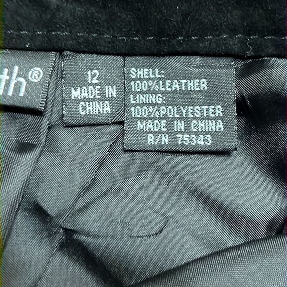 Willi Smith Black Patchwork Suede Leather Midi Skirt Fully Lined  Sz 12 EUC - Picture 4 of 11